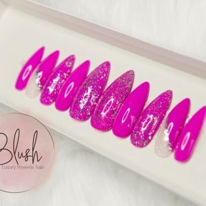 Party Girl Pink Glitter Luxury Press On Nails